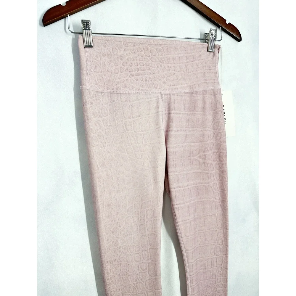 Varley Luna Legging Pink‎ Croc Embossed High Waist 7/8 Yoga Pants Size Small NWT